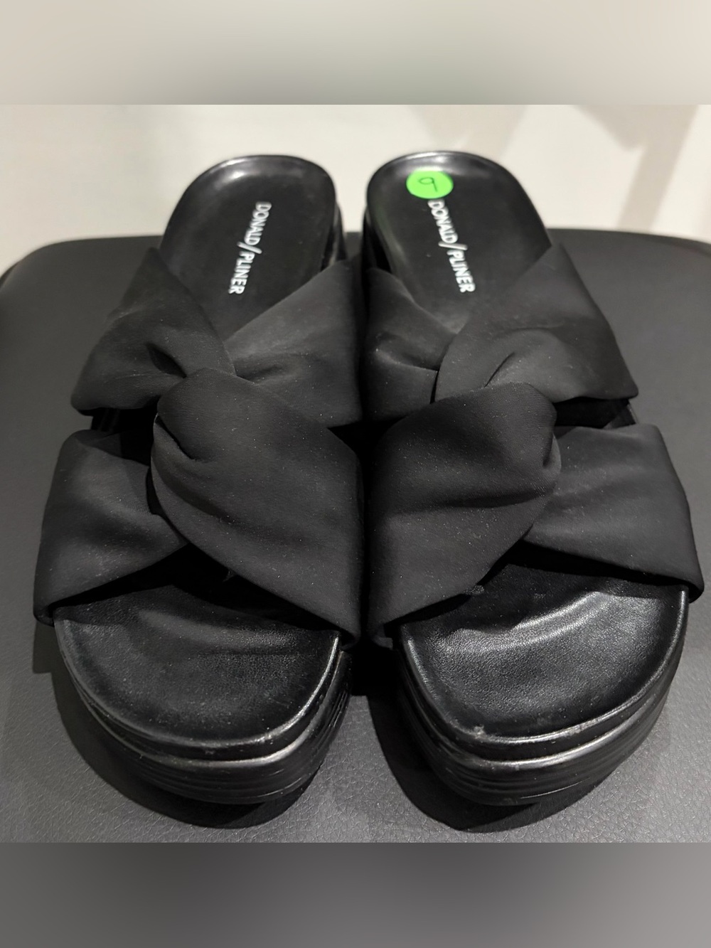 Donald J. Pliner Black Knotted Slide Mules Brand New